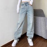 Jeans mit geradem Bein und hoher Taille